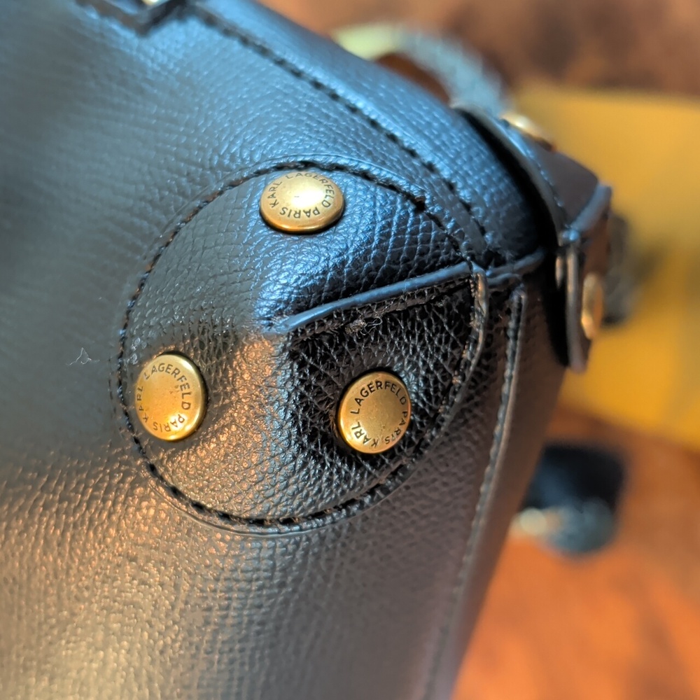 Karl Lagerfeld Black Satchel with Gold Accents - Picture 6 of 16